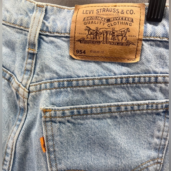 Levi’s VTG 954 Regular Fit Denim Jean Shorts Womens 11 Jr Orange Tab 12/95 2131 - Picture 2 of 9